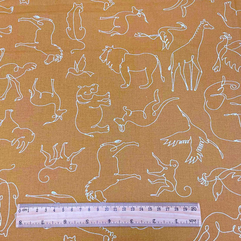 Printed Cotton SAMENA Camel / White